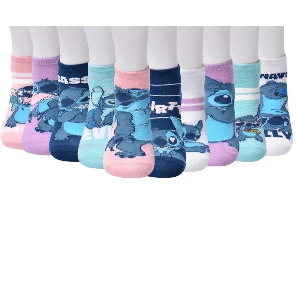Disney Stitch Women’s STITCH MOODS Low Cut Socks, 10-Pack